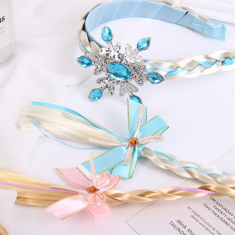 Children's Wig Princess Elsa Ice Snow Headband Wig Braid Festival Performance Party Hair Accessories Snowflake Children Headwear Children's Wig Princess Elsa Ice Snow Headband Wig Braid Festival Performance Party Hair Accessories Snowflake Children Headwear
