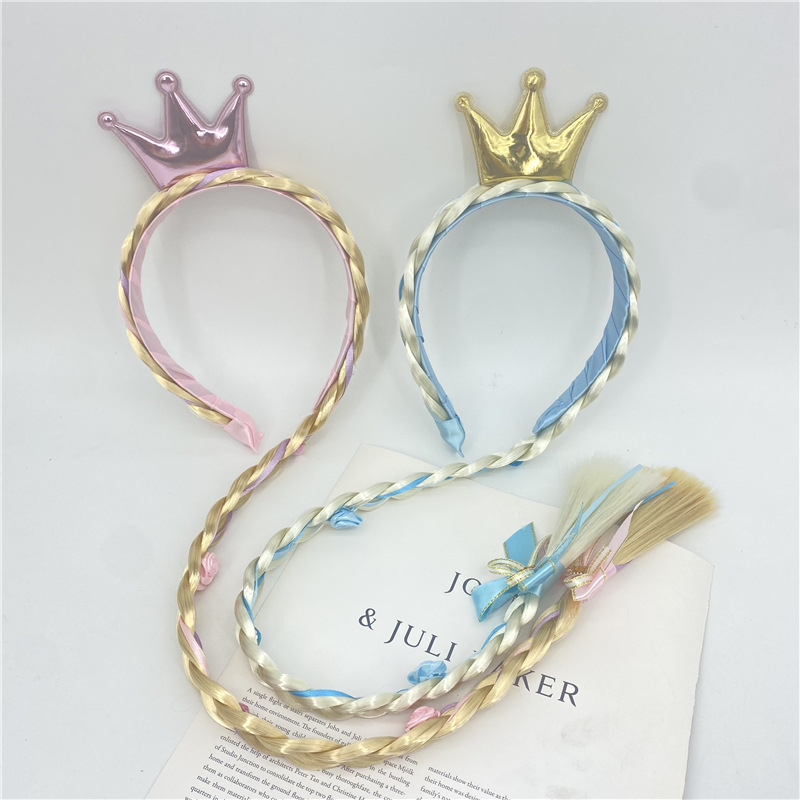 Children's Wig Princess Elsa Ice Snow Headband Wig Braid Festival Performance Party Hair Accessories Snowflake Children Headwear Children's Wig Princess Elsa Ice Snow Headband Wig Braid Festival Performance Party Hair Accessories Snowflake Children Headwear