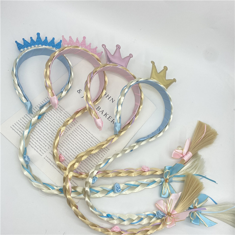 Children's Wig Princess Elsa Ice Snow Headband Wig Braid Festival Performance Party Hair Accessories Snowflake Children Headwear Children's Wig Princess Elsa Ice Snow Headband Wig Braid Festival Performance Party Hair Accessories Snowflake Children Headwear