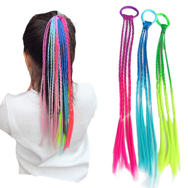 Children&#039;s Wig Braid Korean Girl Color Hair Ring Hair Accessories Little Girl Hair Band Twist Braid Headdress