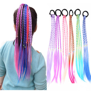 Children's Wig Braid Korean Girl Color Hair Ring Hair Accessories Little Girl Hair Band Twist Braid Headdress