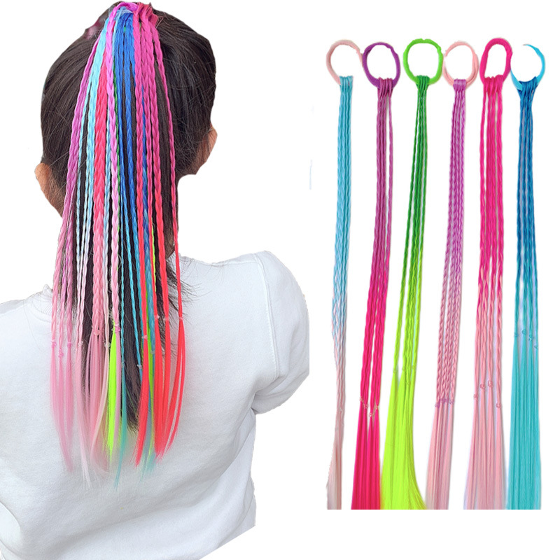 Children's Wig Braid Korean Girl Color Hair Ring Hair Accessories Little Girl Hair Band Twist Braid Headdress