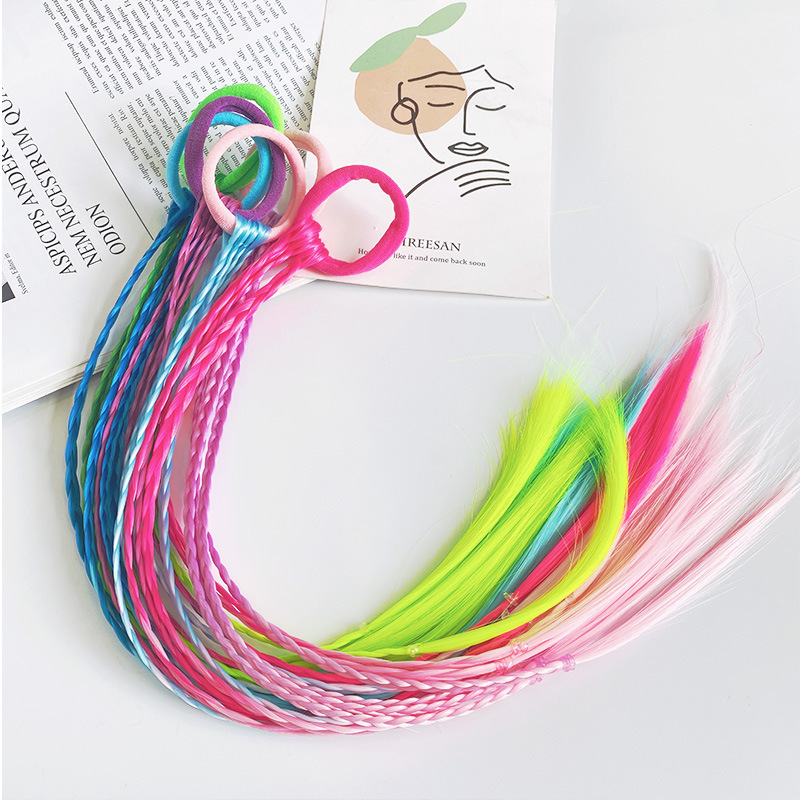 Children's Wig Braid Korean Girl Color Hair Ring Hair Accessories Little Girl Hair Band Twist Braid Headdress