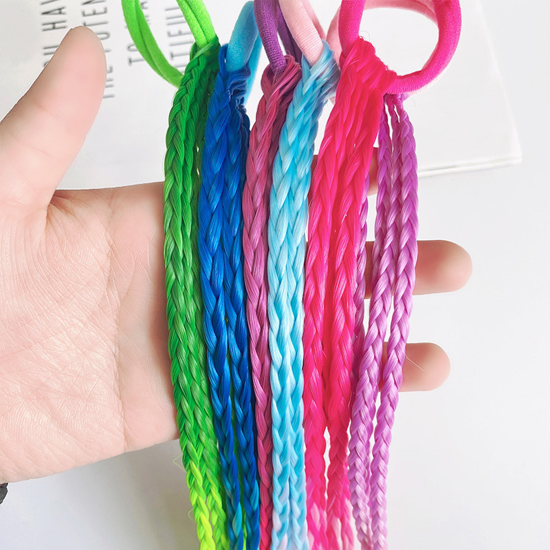 Children's Wig Braid Korean Girl Color Hair Ring Hair Accessories Little Girl Hair Band Twist Braid Headdress