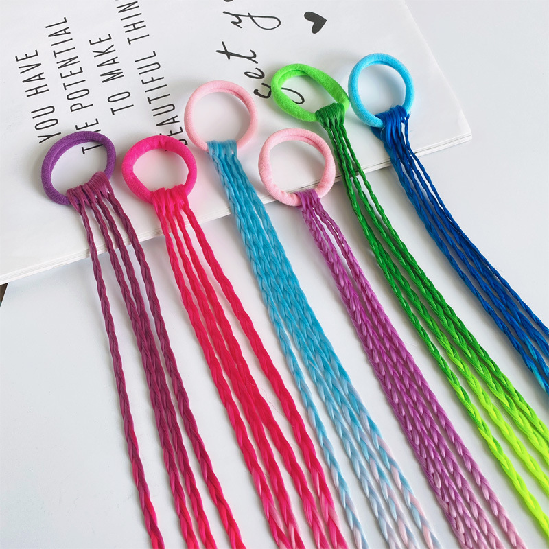 Children's Wig Braid Korean Girl Color Hair Ring Hair Accessories Little Girl Hair Band Twist Braid Headdress