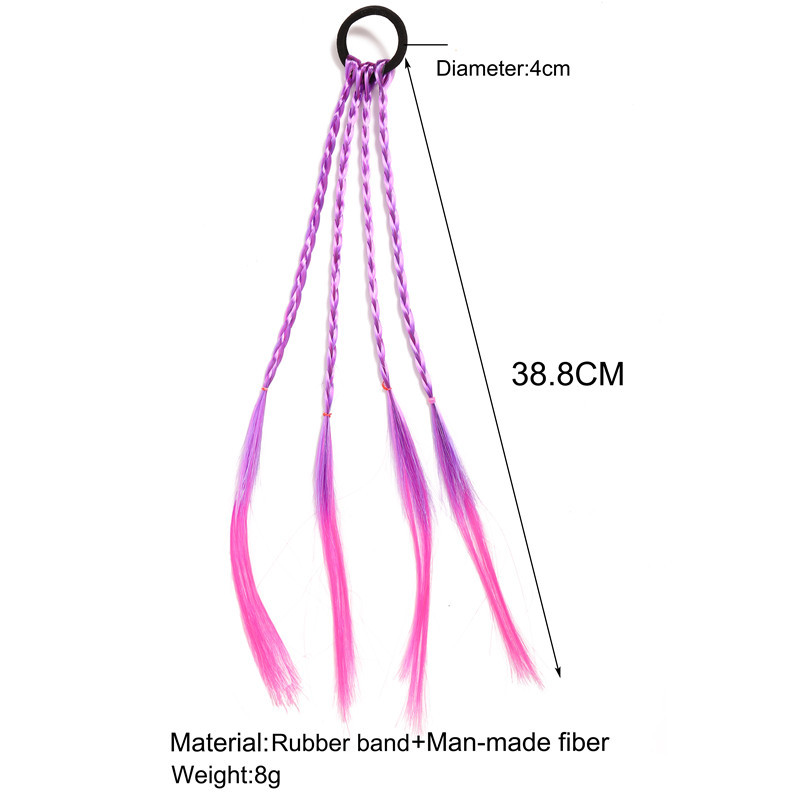 Selling Children's Colorful Wig Braid Ponytail Fashion Braided Colorful Gradient Color Hair Rope DoughTwist Style Plaits