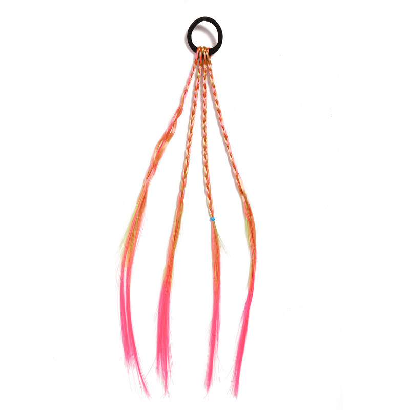 Selling Children's Colorful Wig Braid Ponytail Fashion Braided Colorful Gradient Color Hair Rope DoughTwist Style Plaits