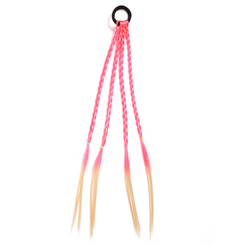 Selling Children's Colorful Wig Braid Ponytail Fashion Braided Colorful Gradient Color Hair Rope DoughTwist Style Plaits