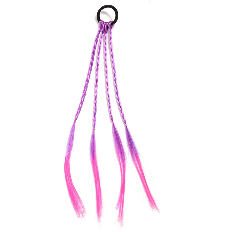 Selling Children's Colorful Wig Braid Ponytail Fashion Braided Colorful Gradient Color Hair Rope DoughTwist Style Plaits
