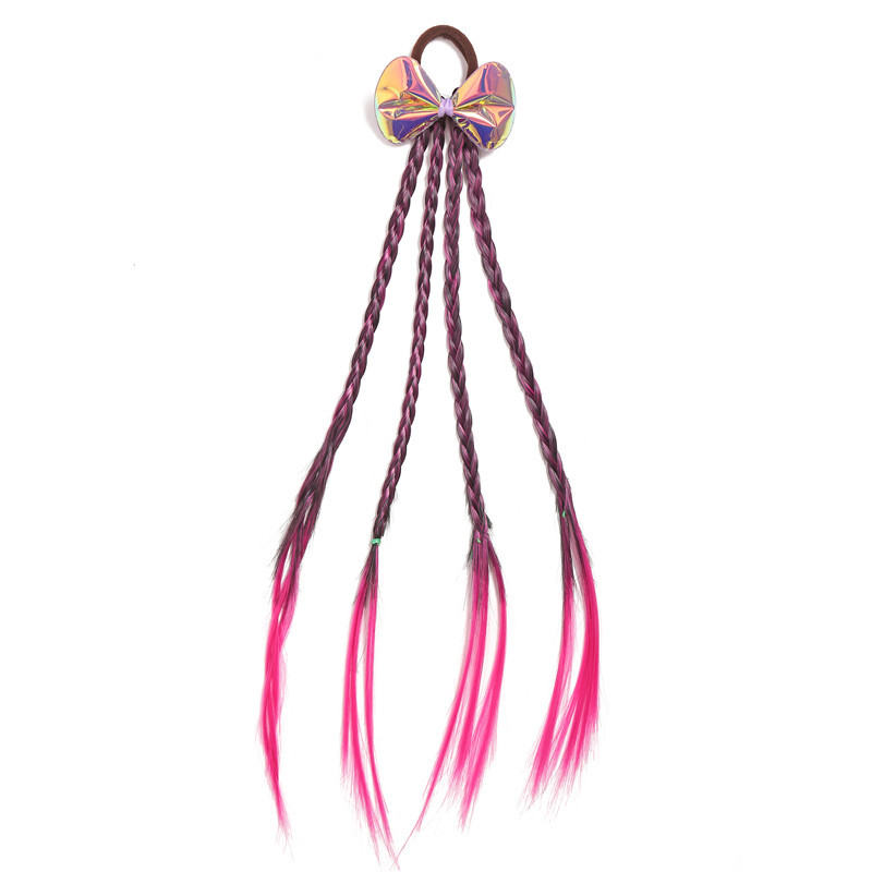Selling Children's Colorful Wig Braid Ponytail Fashion Braided Colorful Gradient Color Hair Rope DoughTwist Style Plaits
