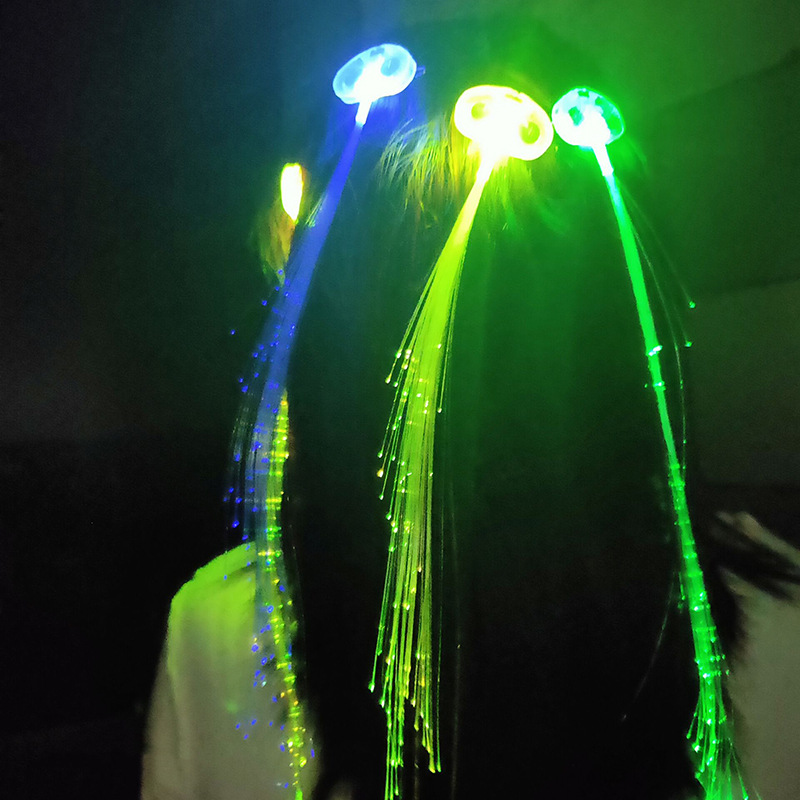 Led Shining Braid Creative Colorful Wig Fiber Barrettes Silk Braid Birthday Party Entertainment Flash Braid