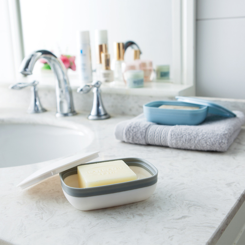 Japanese Style Travel Portable with Cover Soap Dish Waterproof Soap Holder Creative Simple Sealed Face Washing Soap Box with Lid
