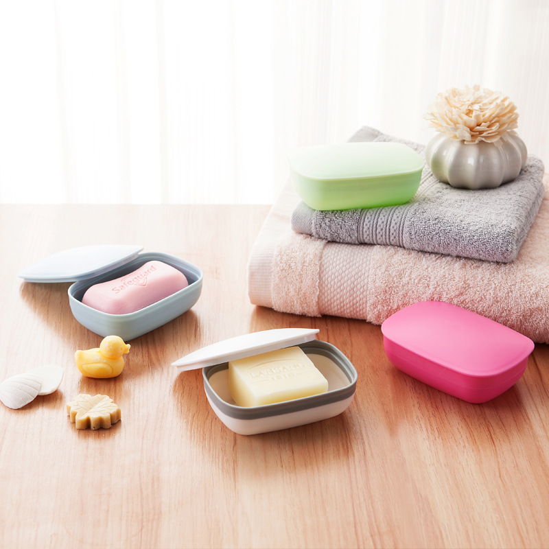 Japanese Style Travel Portable with Cover Soap Dish Waterproof Soap Holder Creative Simple Sealed Face Washing Soap Box with Lid