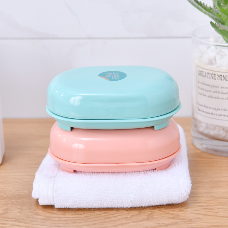 Drain Soap Holder Travel Soap Holder Two-Tone Soap Dish Toilet Portable with Cover Creative Home Factory Direct Sales