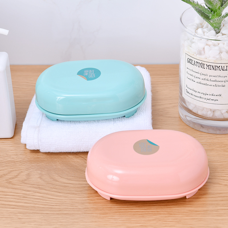 Drain Soap Holder Travel Soap Holder Two-Tone Soap Dish Toilet Portable with Cover Creative Home Factory Direct Sales
