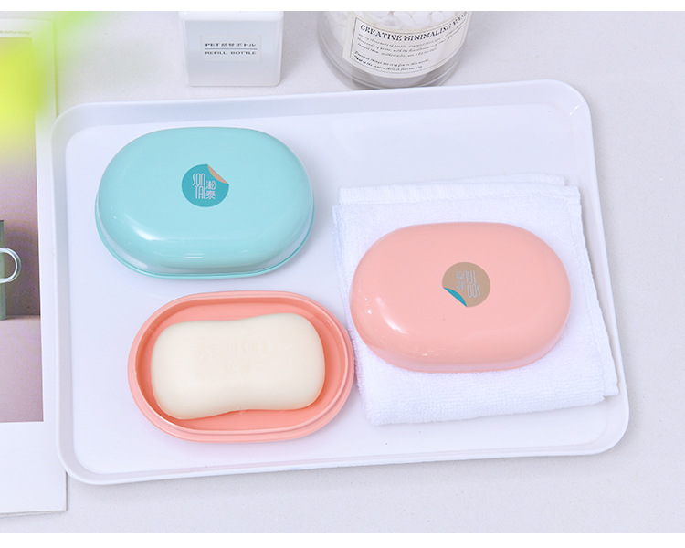 Drain Soap Holder Travel Soap Holder Two-Tone Soap Dish Toilet Portable with Cover Creative Home Factory Direct Sales