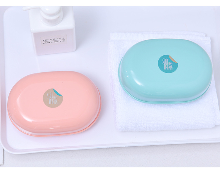 Drain Soap Holder Travel Soap Holder Two-Tone Soap Dish Toilet Portable with Cover Creative Home Factory Direct Sales
