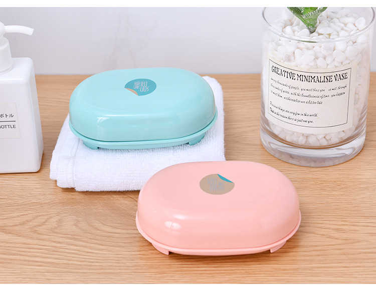 Drain Soap Holder Travel Soap Holder Two-Tone Soap Dish Toilet Portable with Cover Creative Home Factory Direct Sales