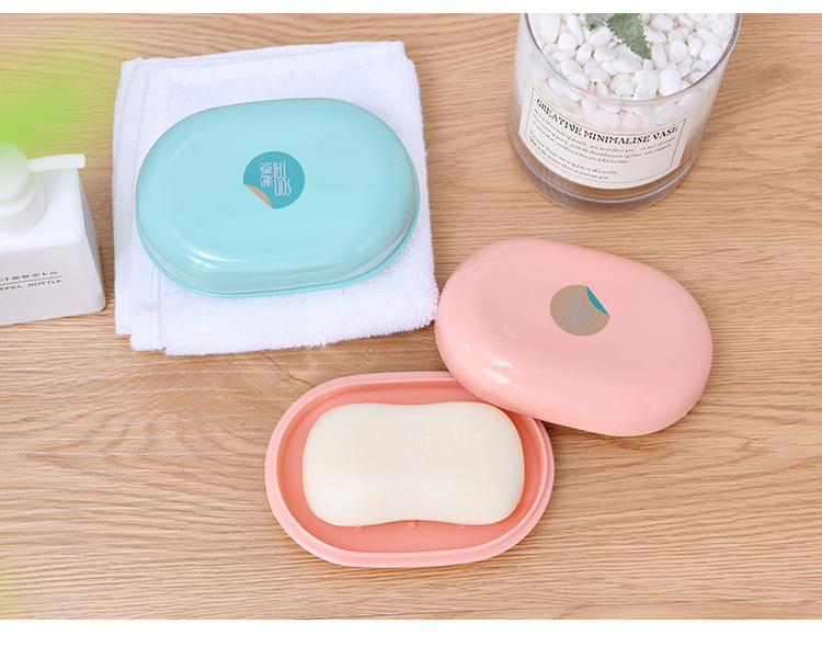 Drain Soap Holder Travel Soap Holder Two-Tone Soap Dish Toilet Portable with Cover Creative Home Factory Direct Sales