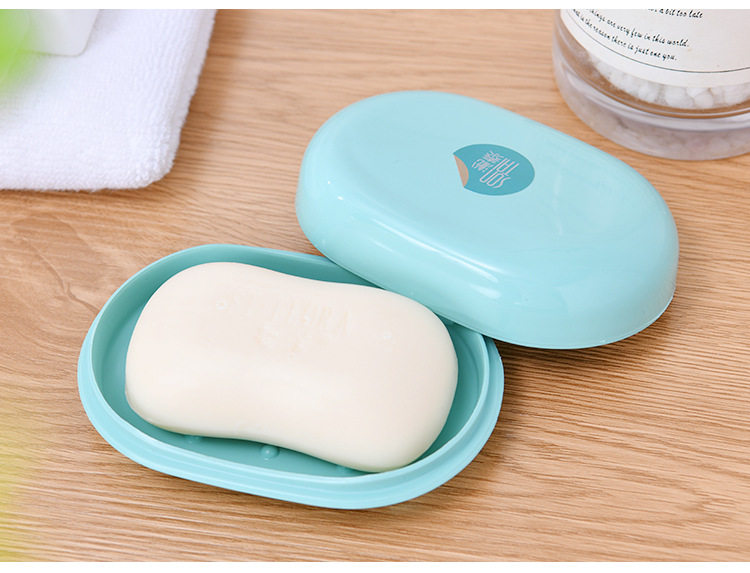 Drain Soap Holder Travel Soap Holder Two-Tone Soap Dish Toilet Portable with Cover Creative Home Factory Direct Sales