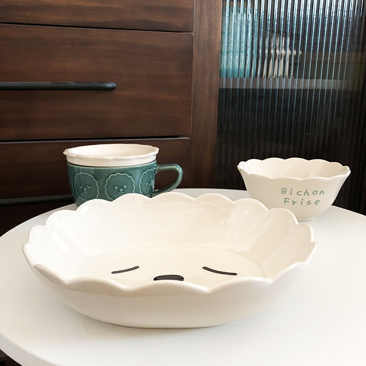 Japanese Cartoon Ceramic Plate Bowl Cute Sheep Soup Plate Children's Dinner Plate Rice Bowl Cup with Cover Household Salad Dish Japanese Cartoon Ceramic Plate Bowl Cute Sheep Soup Plate Children's Dinner Plate Rice Bowl Cup with Cover Household Salad Dish