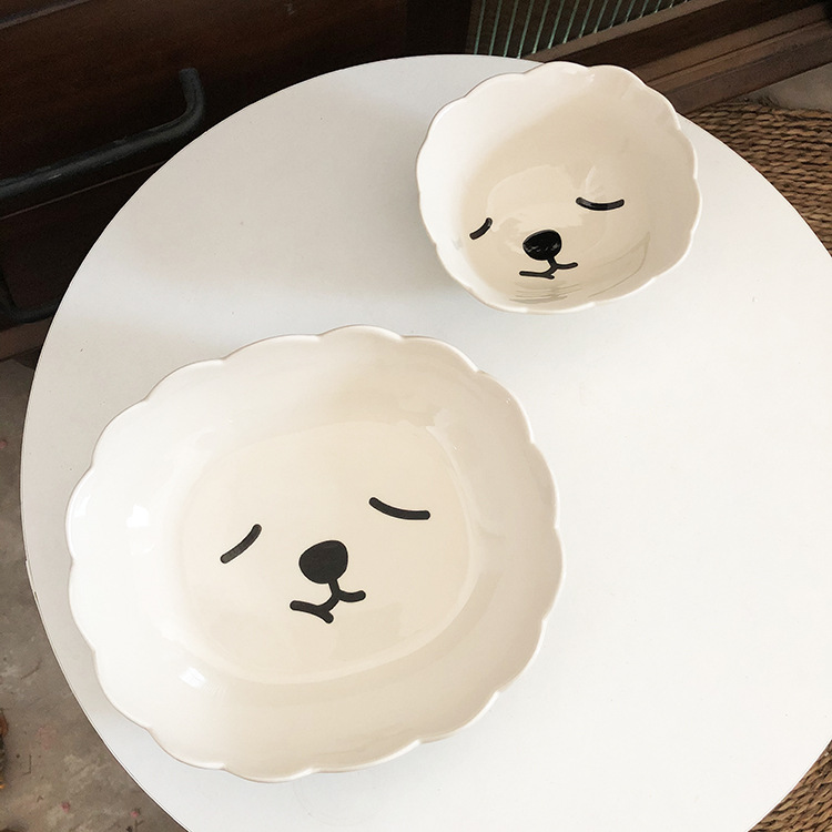 Japanese Cartoon Ceramic Plate Bowl Cute Sheep Soup Plate Children's Dinner Plate Rice Bowl Cup with Cover Household Salad Dish Japanese Cartoon Ceramic Plate Bowl Cute Sheep Soup Plate Children's Dinner Plate Rice Bowl Cup with Cover Household Salad Dish