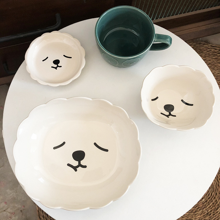 Japanese Cartoon Ceramic Plate Bowl Cute Sheep Soup Plate Children's Dinner Plate Rice Bowl Cup with Cover Household Salad Dish Japanese Cartoon Ceramic Plate Bowl Cute Sheep Soup Plate Children's Dinner Plate Rice Bowl Cup with Cover Household Salad Dish