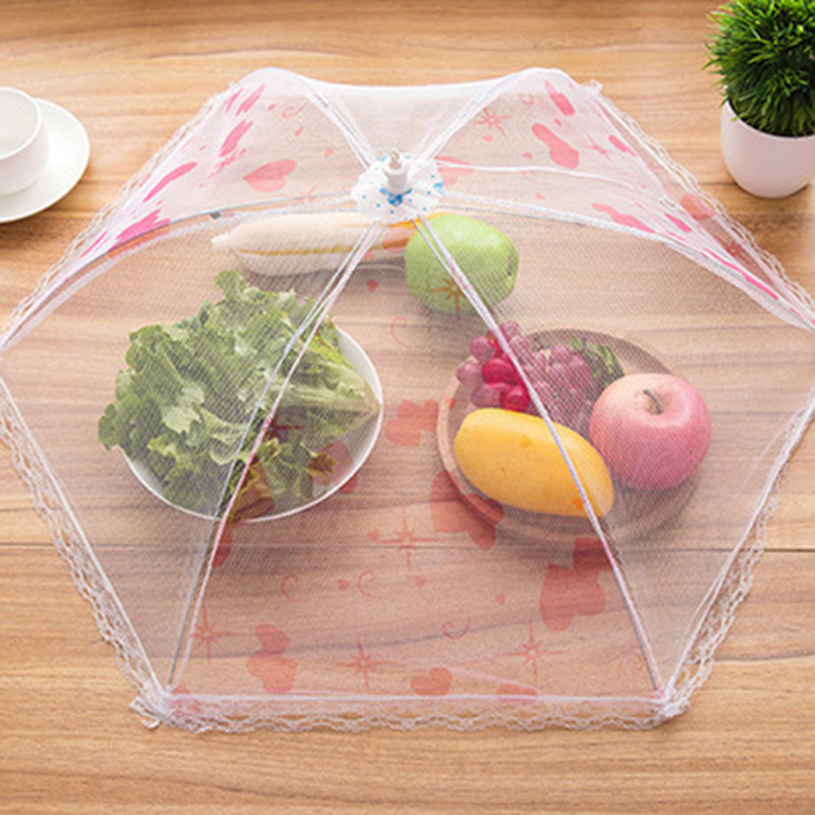  Anti-Fly Table Cover Lace round Folding Dish Cover Folding Food Cover Meal Cover