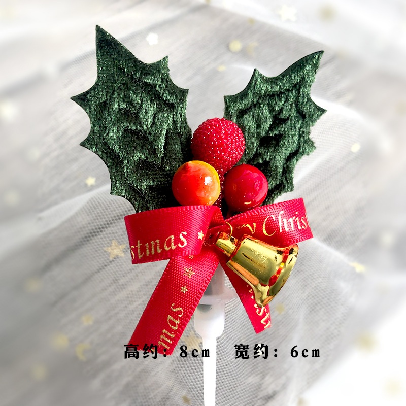 Christmas Cake Plug-in Christmas Tree Cake Decoration Card Arrangement Garland Pine Cone Bell Party Dessert Table