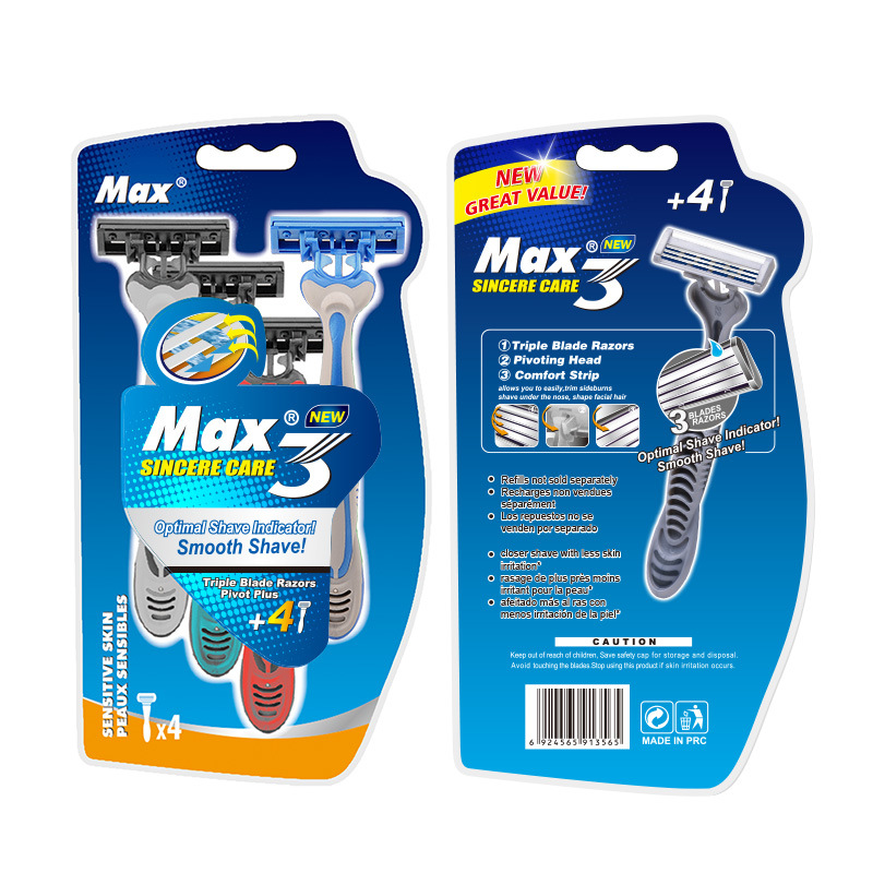MAX the disposable hand shaver Men &#039;s three - layer induction head Swedish stainless steel razor old shaver