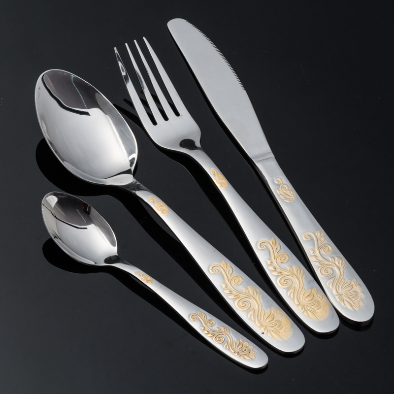 High - grade stainless steel thickened knife and fork spoon steak western meal knife and fork spoon set three sets of four sets of gifts