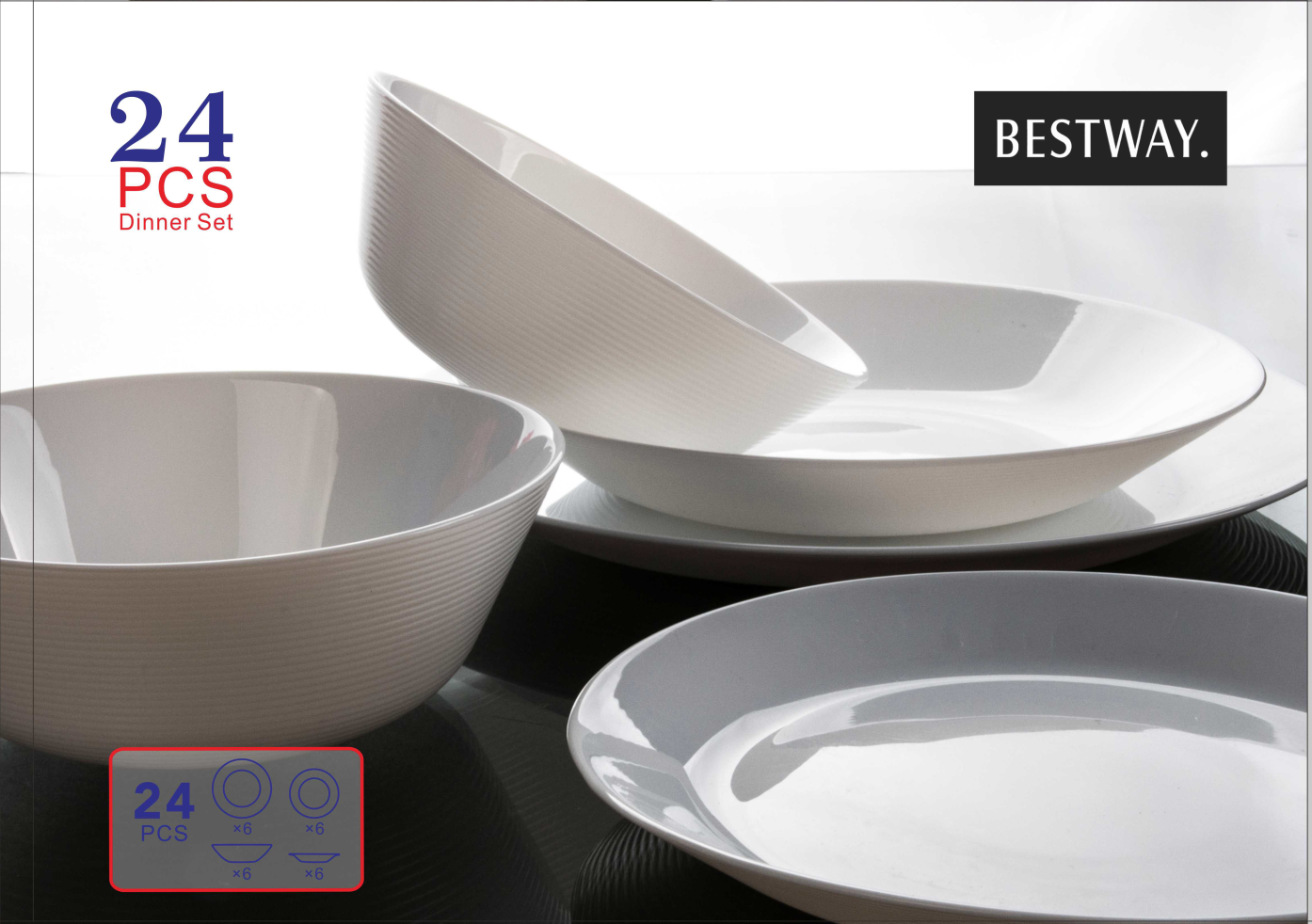 Bestway glass tableware opal dinner set glass plate glass bowl