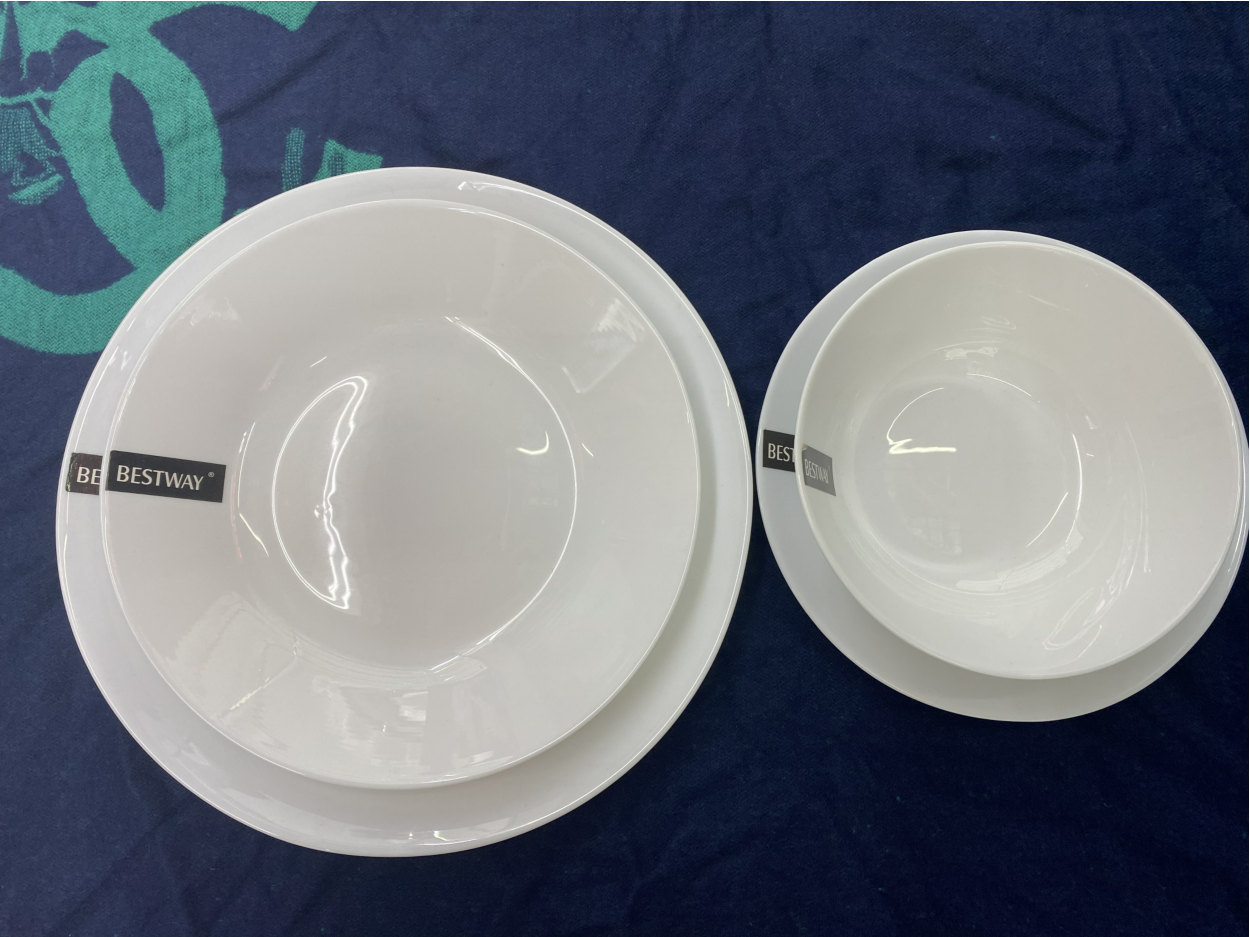 Bestway glass tableware opal dinner set glass plate glass bowl