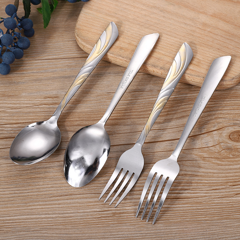 Factory Direct Sales Stainless Steel Spoon Tableware Portable Stainless Steel Spoon PCs Steak Knife Forks Western Tableware