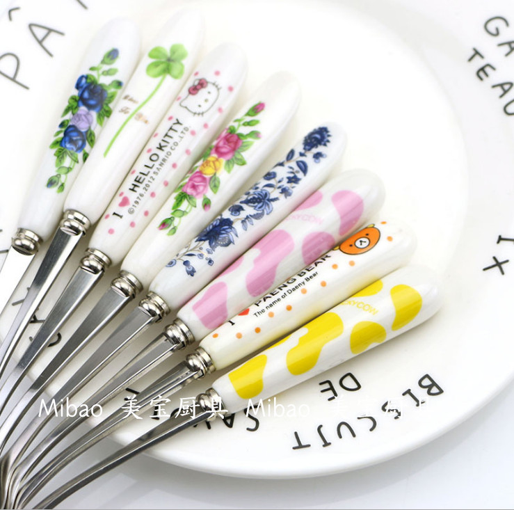 Ceramic handle coffee scoop ice scoop long mixing scoop students use cute cartoon spoon Ceramic handle coffee scoop ice scoop long mixing scoop students use cute cartoon spoon