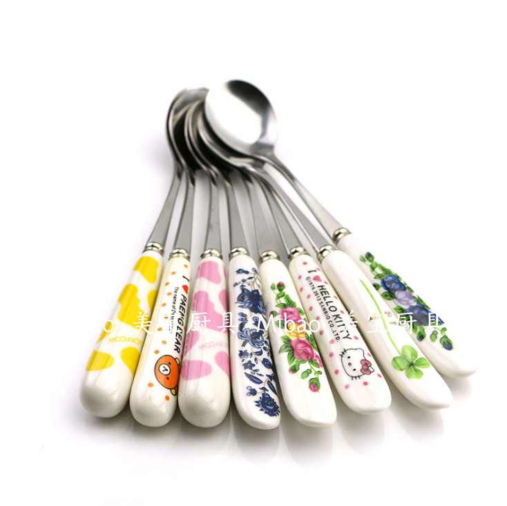 Ceramic handle coffee scoop ice scoop long mixing scoop students use cute cartoon spoon Ceramic handle coffee scoop ice scoop long mixing scoop students use cute cartoon spoon
