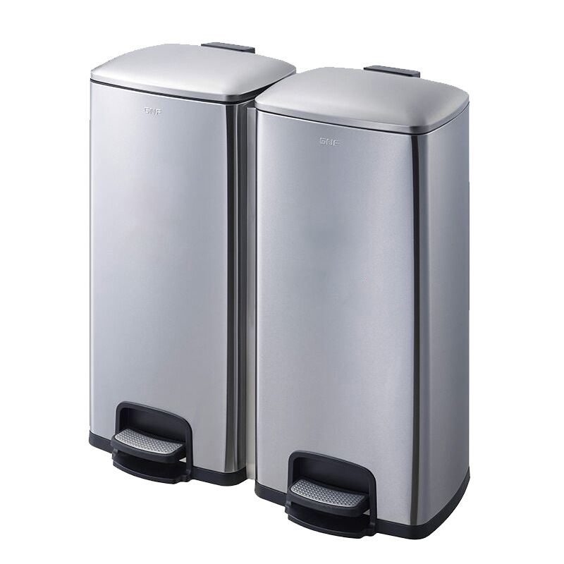 Hotel Stainless Steel Trash Can Classification Dustbin Kitchen Indoor Environmental Protection Double Barrel with Lid Large Pedal Commercial Use