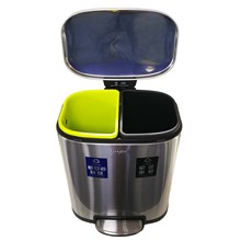 Hotel Stainless Steel Trash Can Classification Dustbin Kitchen Indoor Environmental Protection Double Barrel with Lid Large Pedal Commercial Use Hotel Stainless Steel Trash Can Classification Dustbin Kitchen Indoor Environmental Protection Double Barrel with Lid Large Pedal Commercial Use