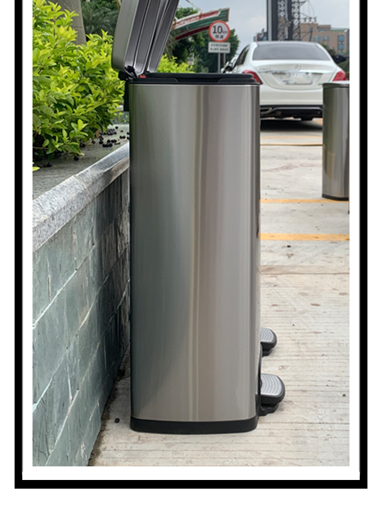 Hotel Stainless Steel Trash Can Classification Dustbin Kitchen Indoor Environmental Protection Double Barrel with Lid Large Pedal Commercial Use Hotel Stainless Steel Trash Can Classification Dustbin Kitchen Indoor Environmental Protection Double Barrel with Lid Large Pedal Commercial Use