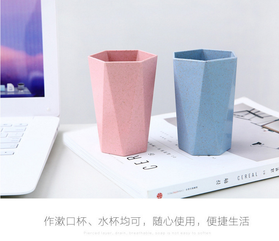 Wheat straw bath & Rinse cup Home bath simple diamond shaped toothbrush cup lovers tooth jar tooth cup Wheat straw bath & Rinse cup Home bath simple diamond shaped toothbrush cup lovers tooth jar tooth cup