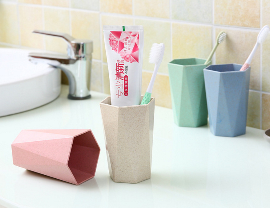 Wheat straw bath & Rinse cup Home bath simple diamond shaped toothbrush cup lovers tooth jar tooth cup Wheat straw bath & Rinse cup Home bath simple diamond shaped toothbrush cup lovers tooth jar tooth cup