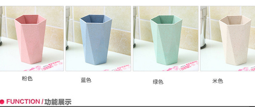 Wheat straw bath & Rinse cup Home bath simple diamond shaped toothbrush cup lovers tooth jar tooth cup Wheat straw bath & Rinse cup Home bath simple diamond shaped toothbrush cup lovers tooth jar tooth cup