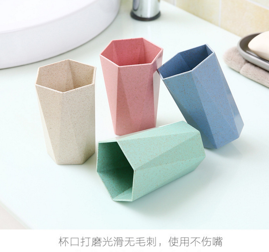 Wheat straw bath & Rinse cup Home bath simple diamond shaped toothbrush cup lovers tooth jar tooth cup Wheat straw bath & Rinse cup Home bath simple diamond shaped toothbrush cup lovers tooth jar tooth cup
