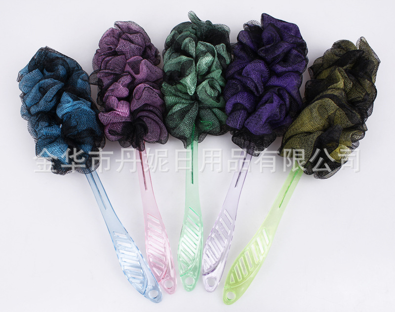 Long handle bath flower/bath ball/bath ball/bath ball/bath ball with handle black color bath wipe
