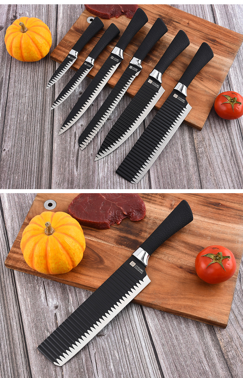 Cross-Border Embossed Kitchen Knife Kit Stainless Steel Kitchen Knife Small Kitchen Knife Bread Knife Cleaver Fruit Knife Universal Knife Cross-Border Embossed Kitchen Knife Kit Stainless Steel Kitchen Knife Small Kitchen Knife Bread Knife Cleaver Fruit Knife Universal Knife