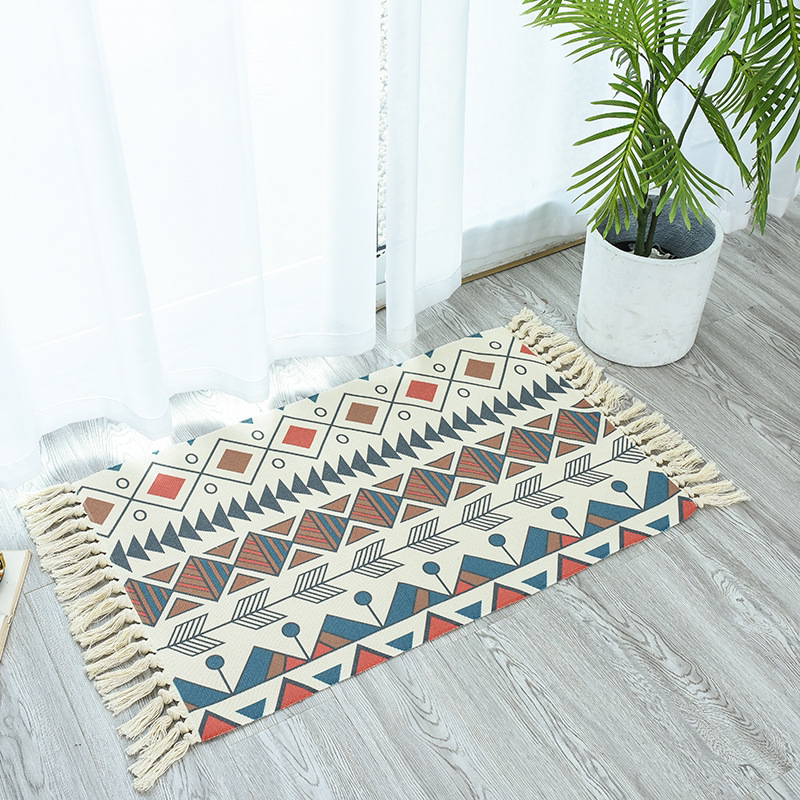 Spot Ethnic Style Cotton Linen Carpet Bedroom Living Room Door Mat Tassel Carpet Absorbent Cushion Tatami Floor Mat Spot Ethnic Style Cotton Linen Carpet Bedroom Living Room Door Mat Tassel Carpet Absorbent Cushion Tatami Floor Mat