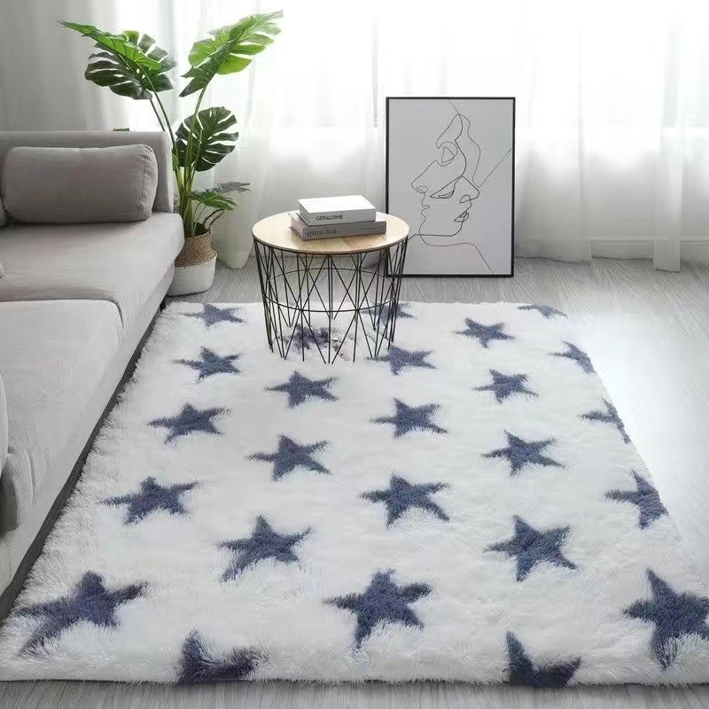 Factory Wholesale Silk Hair Tie-Dyed Non-Slip Floor Mat Bedroom Living Room Full Carpet