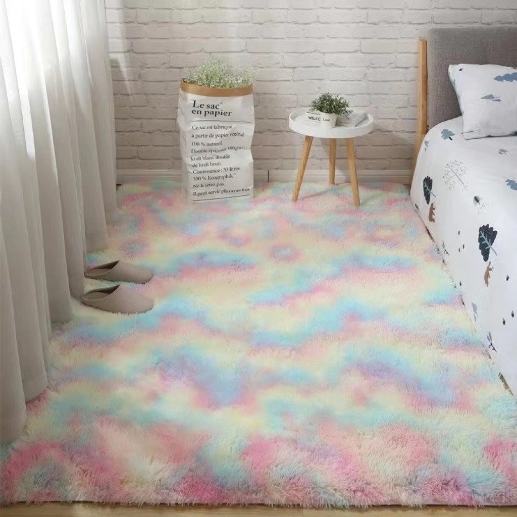 Factory Wholesale Silk Hair Tie-Dyed Non-Slip Floor Mat Bedroom Living Room Full Carpet Factory Wholesale Silk Hair Tie-Dyed Non-Slip Floor Mat Bedroom Living Room Full Carpet
