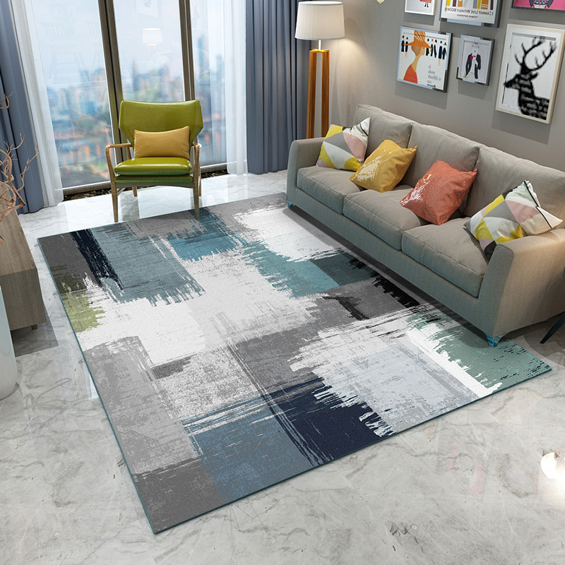 Cross-Border 3D Printing Ink Carpet Living Room Sofa Coffee Table Cushion Bedroom Bedside Geometric Blanket Door Mat