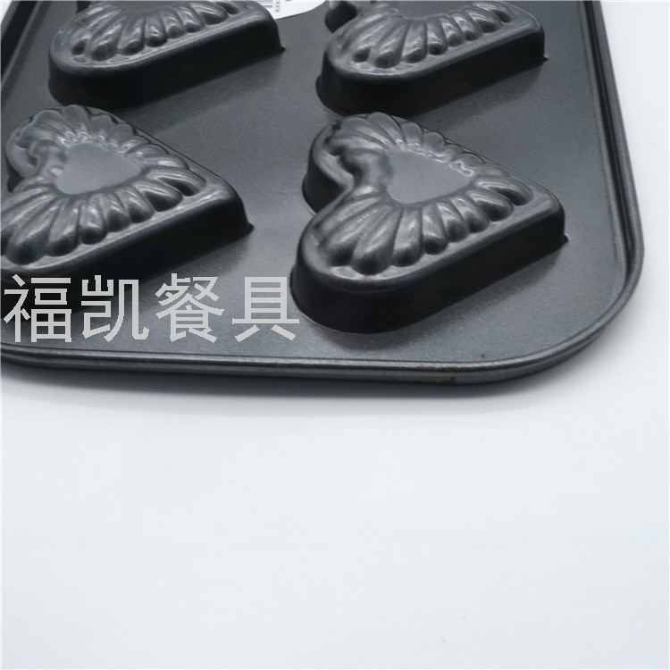 New 6-Piece Metal Non-Stick Carbon Steel Heart-Shaped Cake Mold Baking Pan English Muffin Tray